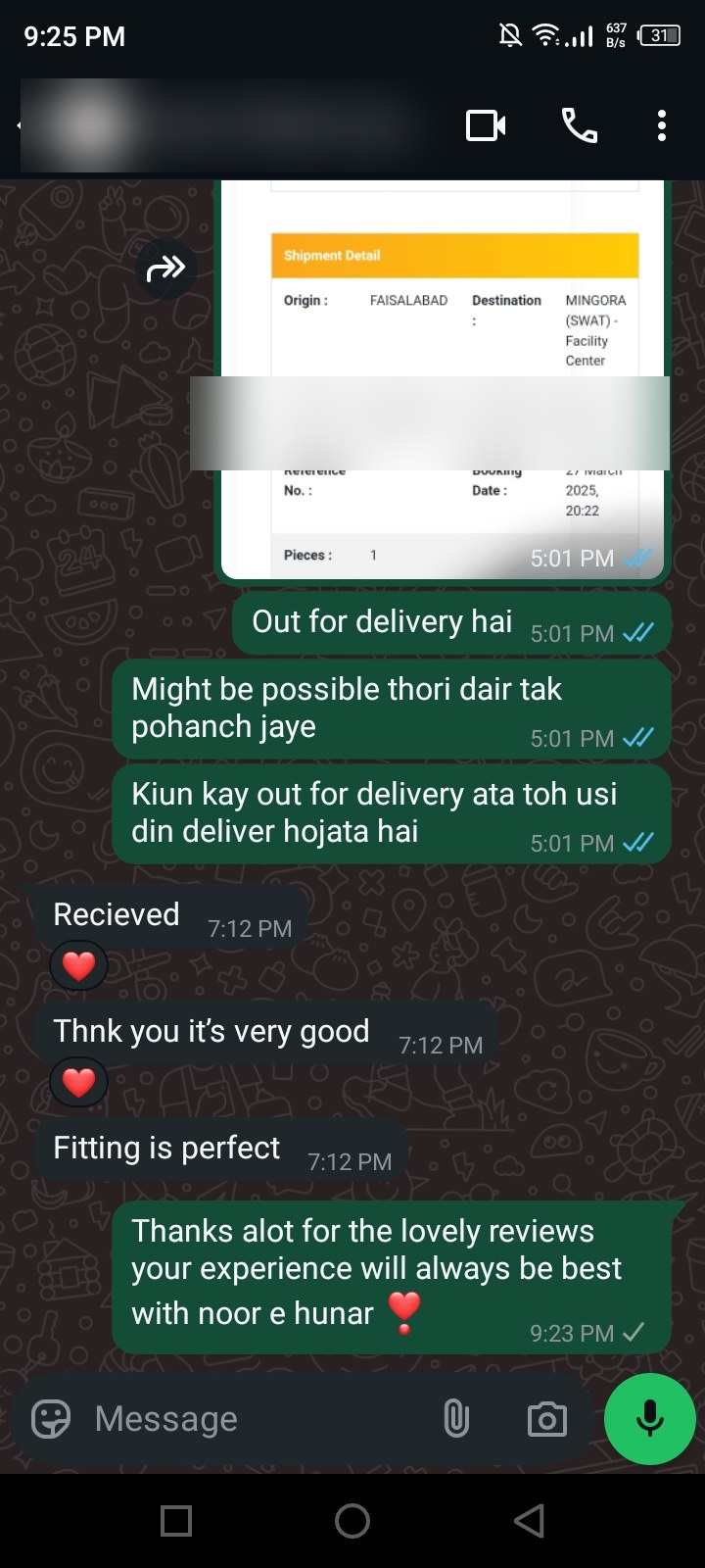Client review chat