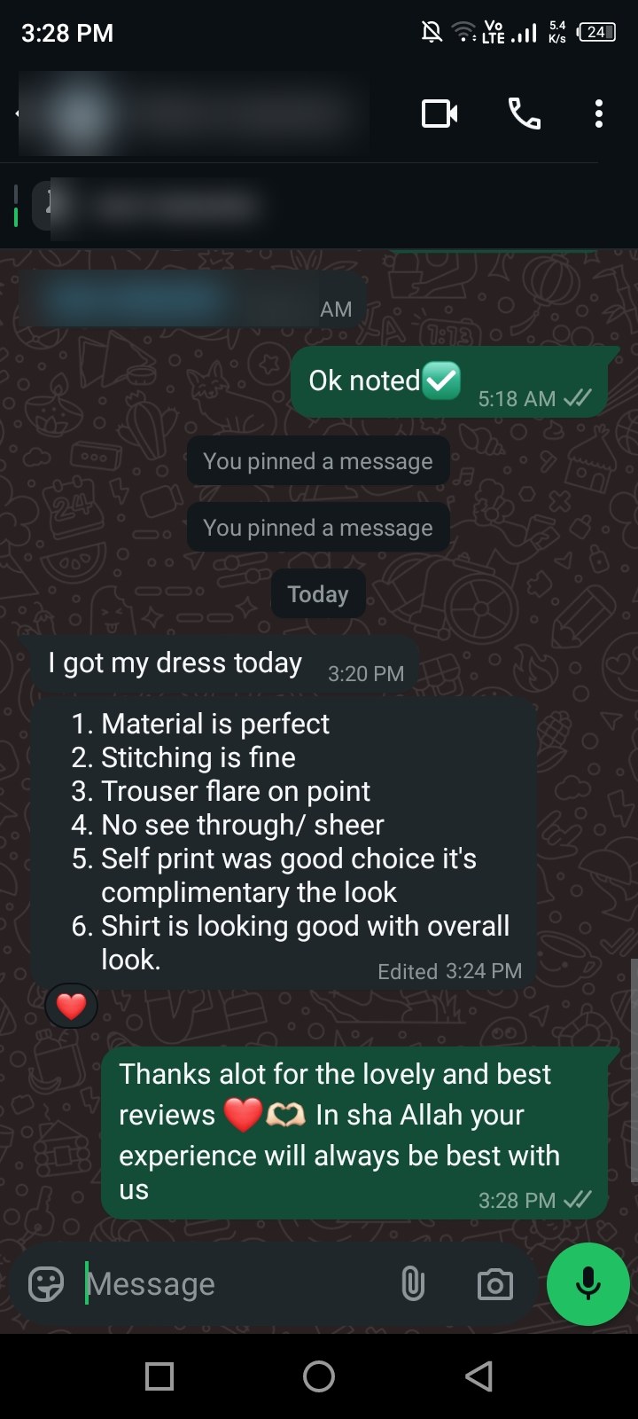 Client review chat