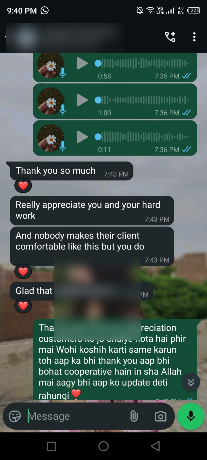 Client review chat