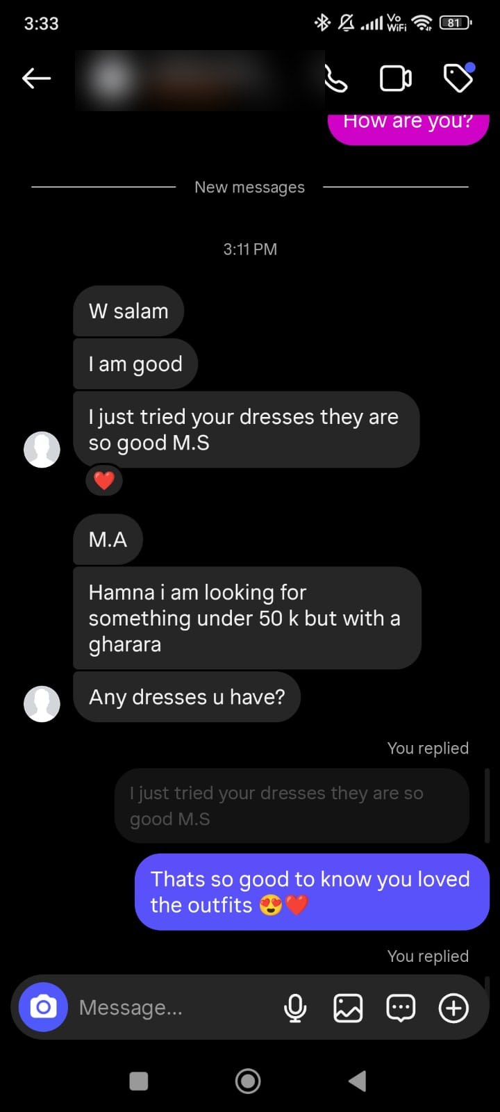 Client review chat