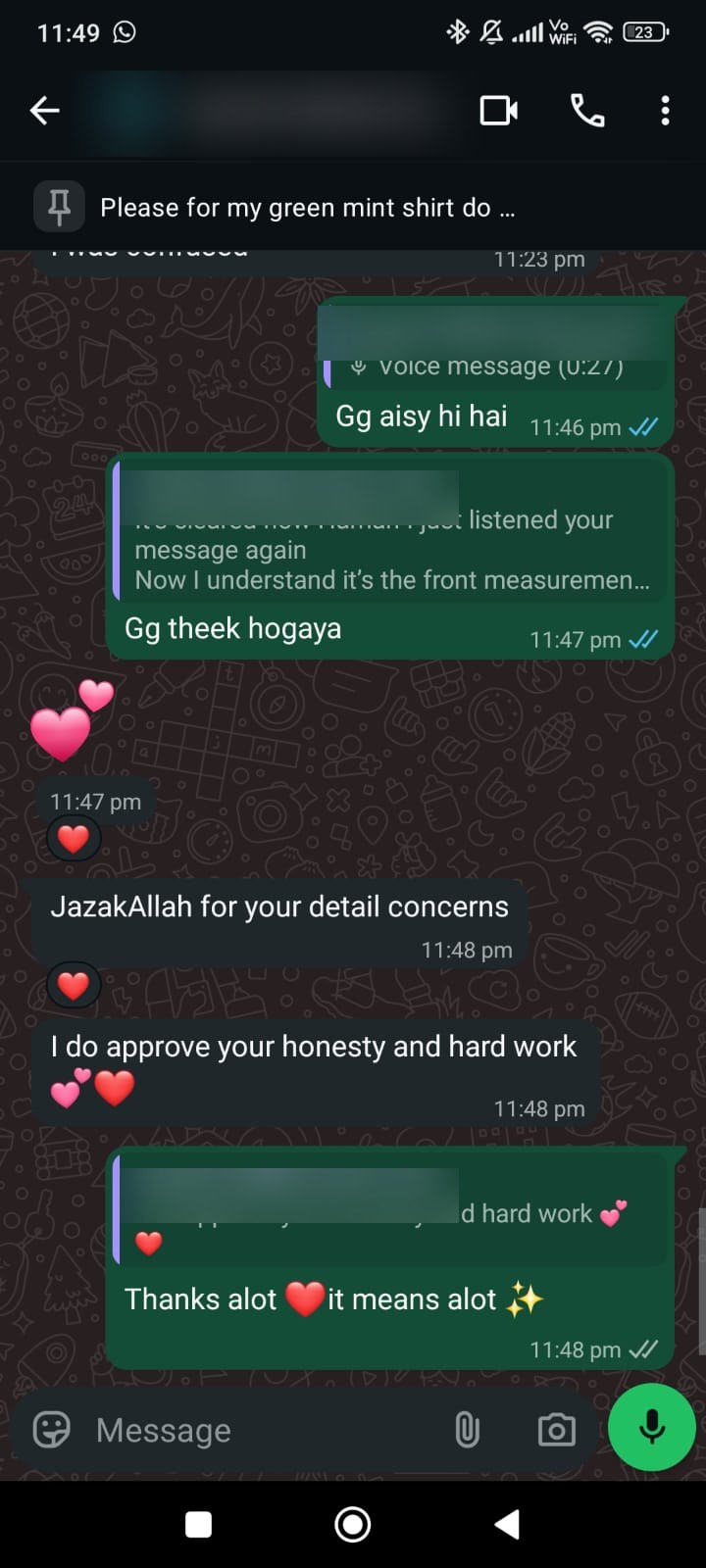 Client review chat