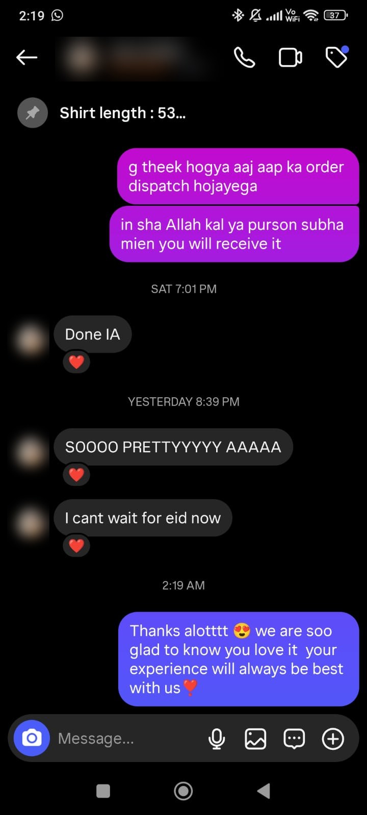 Client review chat