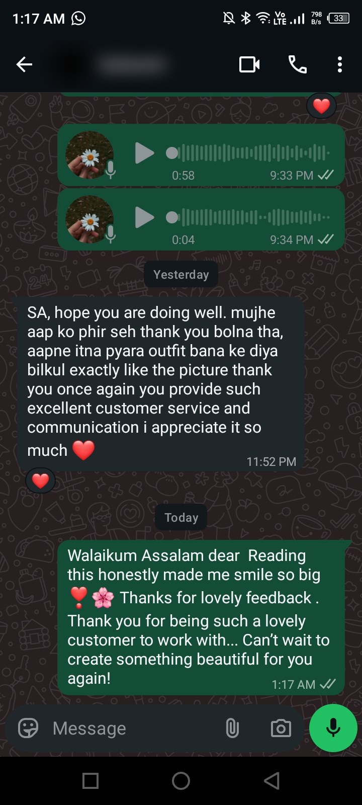 Client review chat