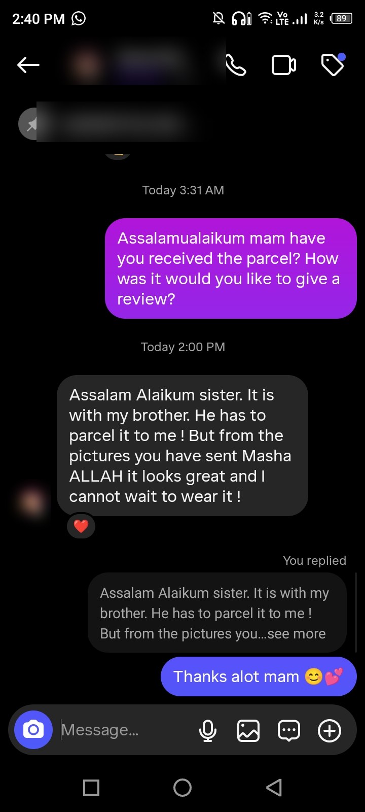 Client review chat